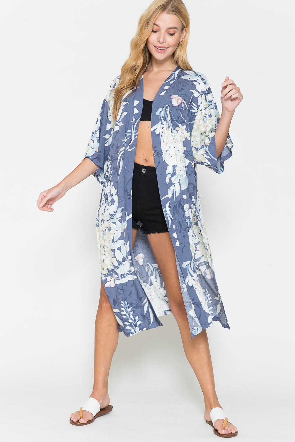 Justin Taylor Botanical Print Split Cover Up - SHIRLYN.CO