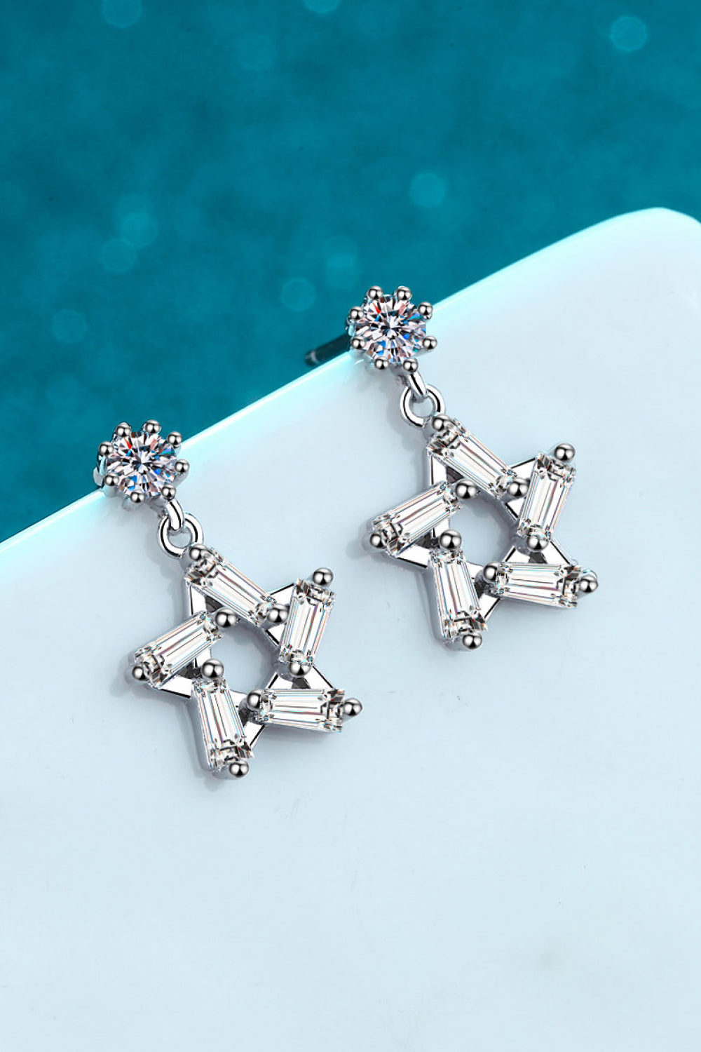 925 Sterling Silver Inlaid Moissanite Star Earrings - SHIRLYN.CO