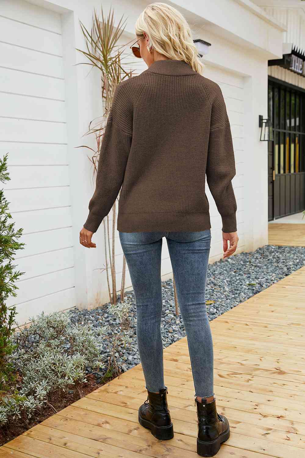 Quarter-Zip Collared Neck Sweater