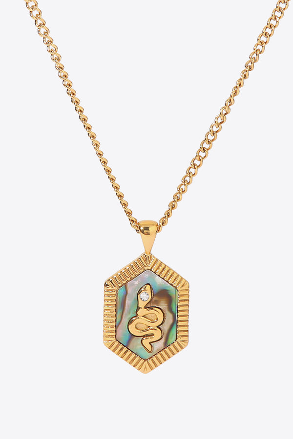 18K Gold Plated Snake Geometric Pendant Necklace - SHIRLYN.CO