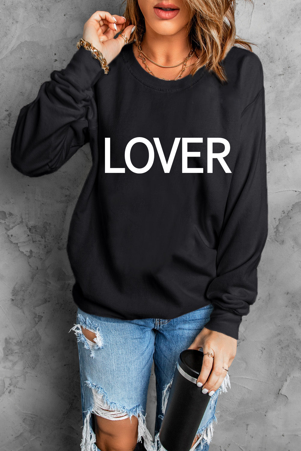 LOVER Dropped Shoulder Sweatshirt - SHIRLYN.CO