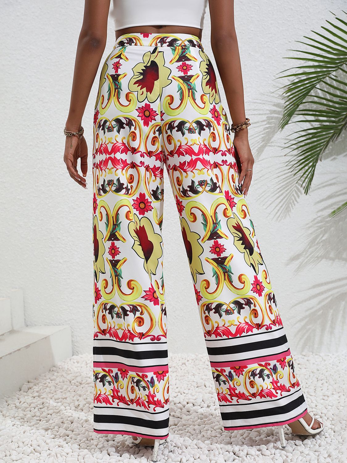 Printed High-Rise Wide Leg Pants - SHIRLYN.CO