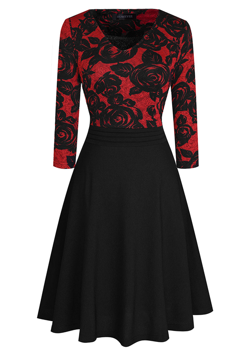 Editor's Choice: Shirlyn's Elegance in Lace: V-Neck Knee-Length Dress with Delicate Details