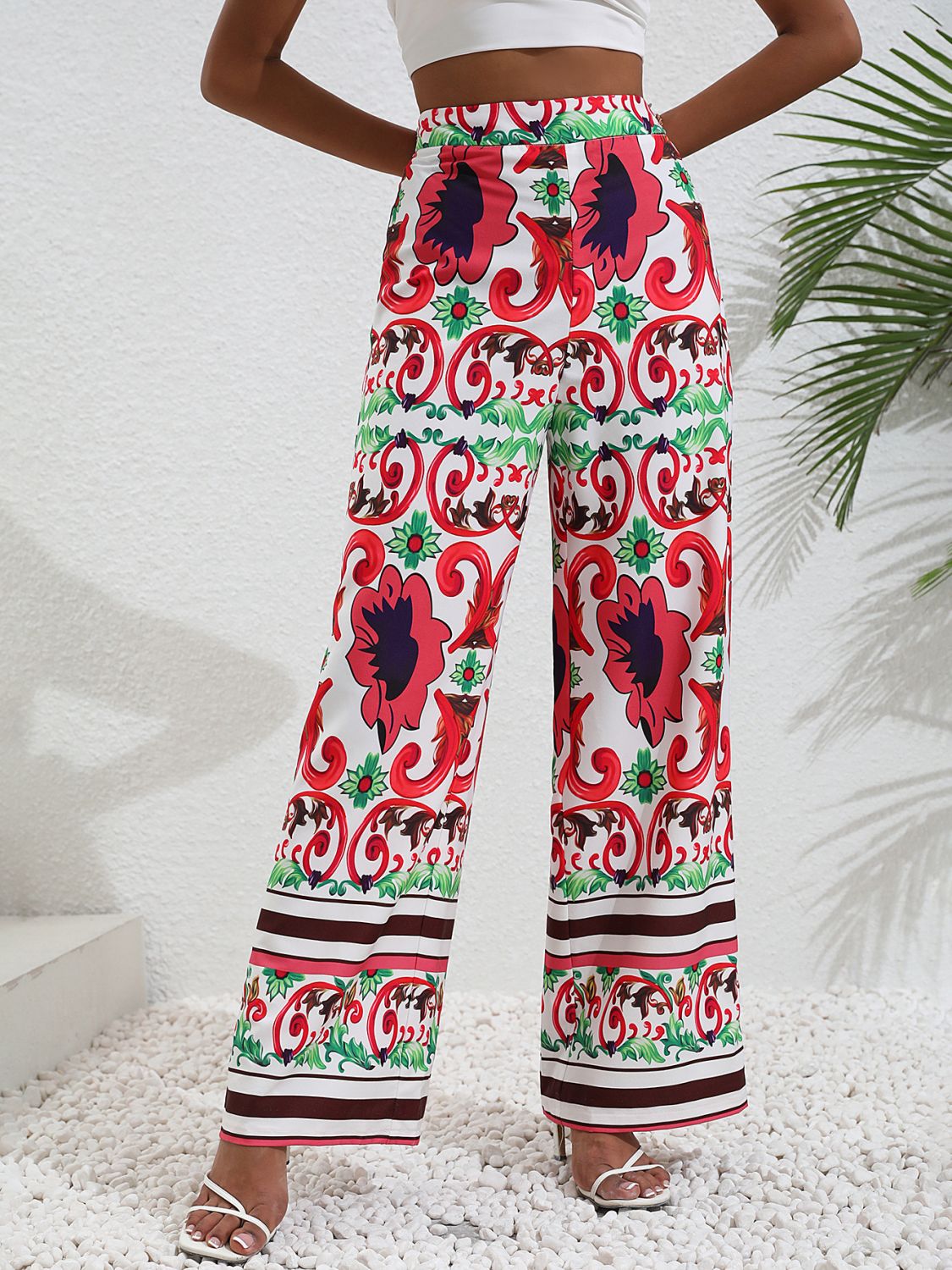 Printed High-Rise Wide Leg Pants - SHIRLYN.CO