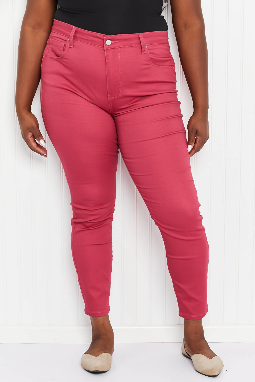 Zenana Walk the Line Full Size High Rise Skinny Jeans in Rose - SHIRLYN.CO