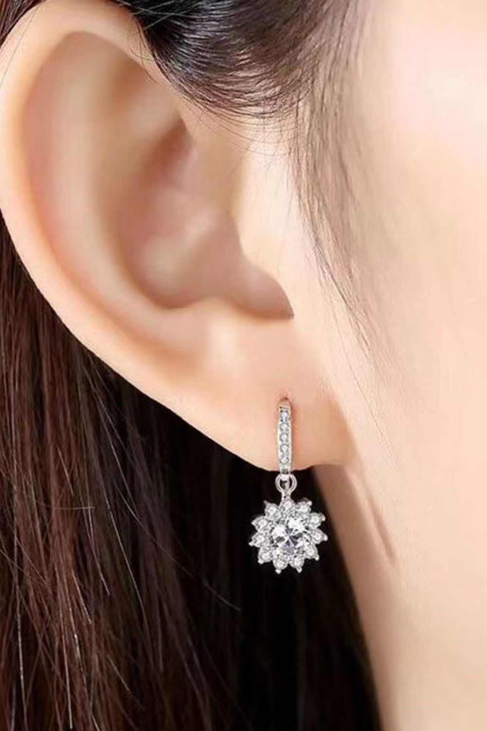 2 Carat Moissanite Floral Platinum-Plated Drop Earrings - SHIRLYN.CO