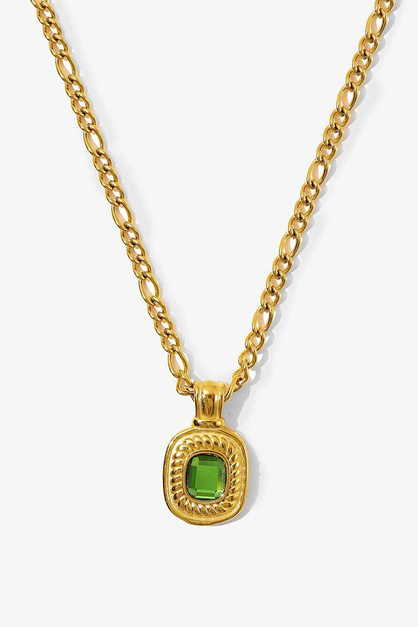 18K Gold Plated Inlaid Rhinestone Pendant Necklace - SHIRLYN.CO