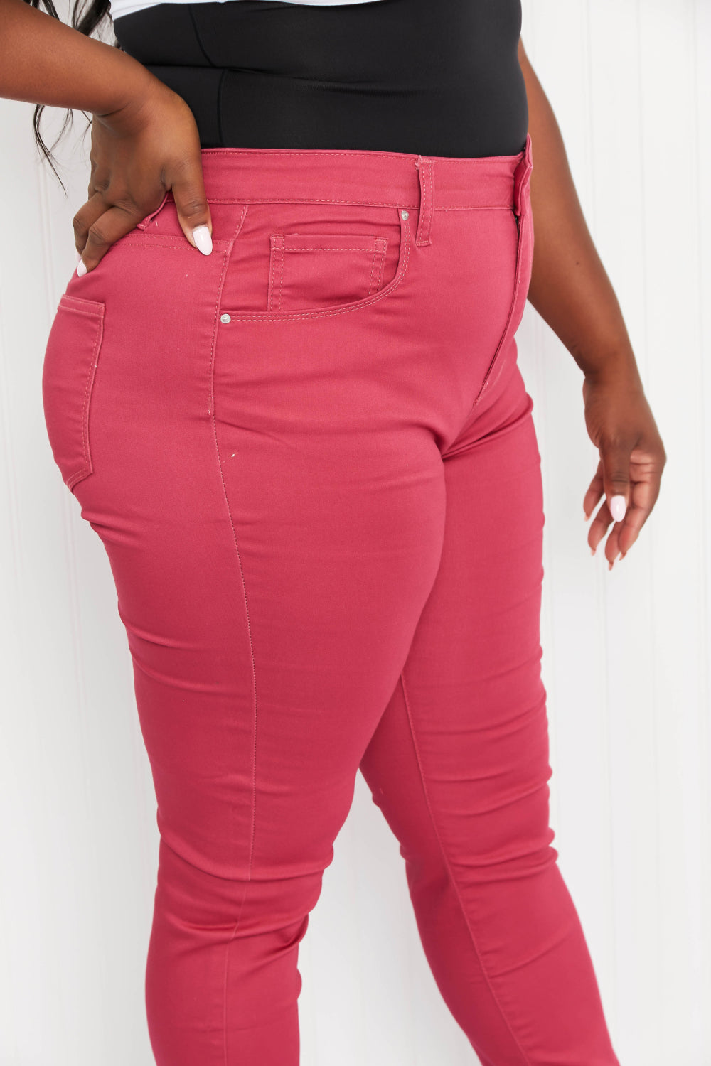 Zenana Walk the Line Full Size High Rise Skinny Jeans in Rose - SHIRLYN.CO