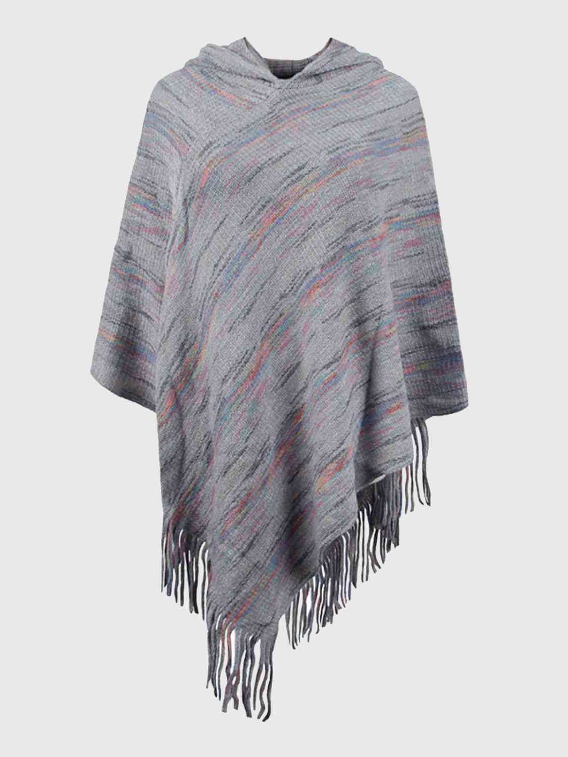 Fringe Hem Hooded Poncho