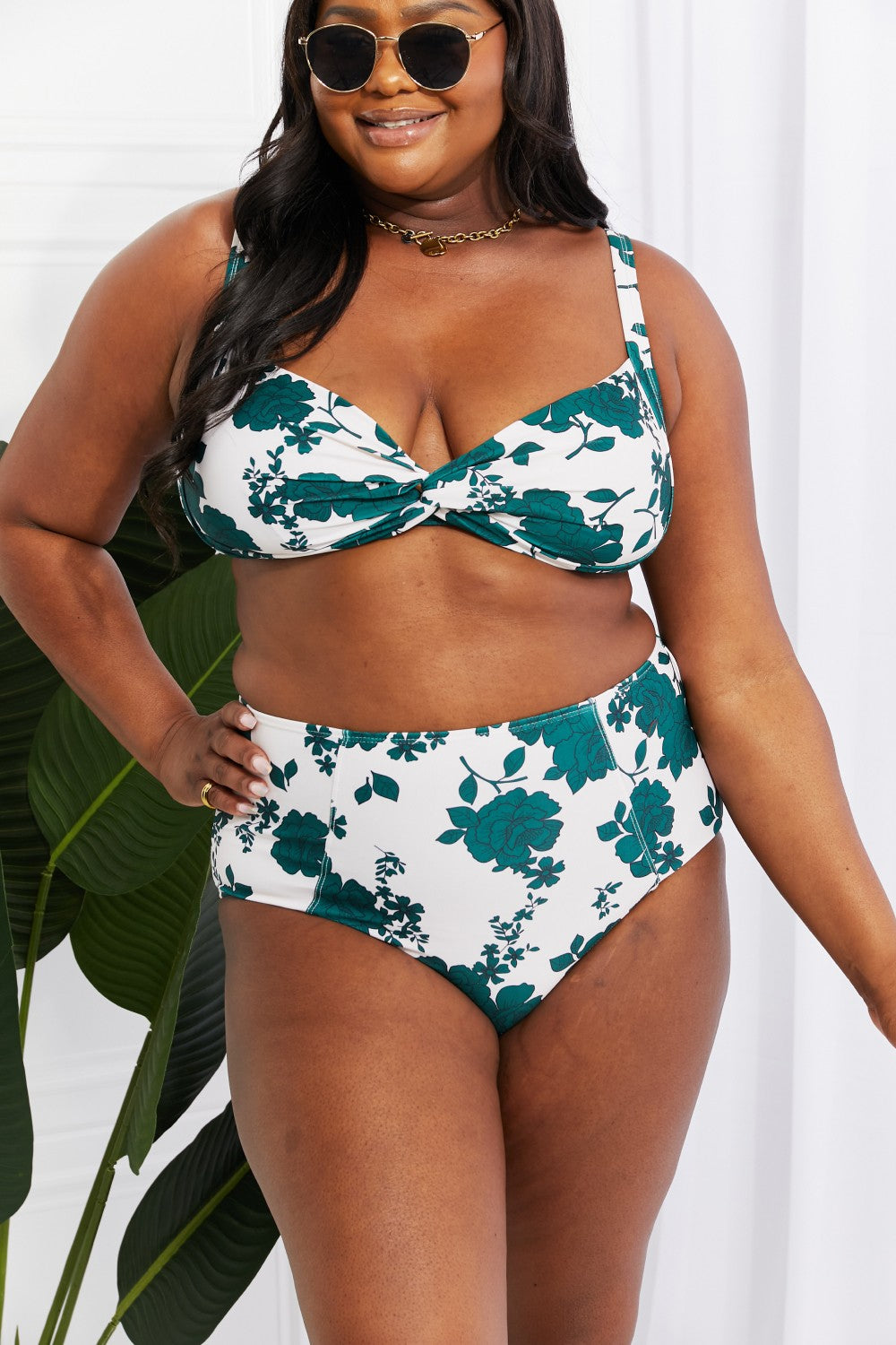 Marina West Swim Take A Dip Twist High-Rise Bikini in Forest - SHIRLYN.CO