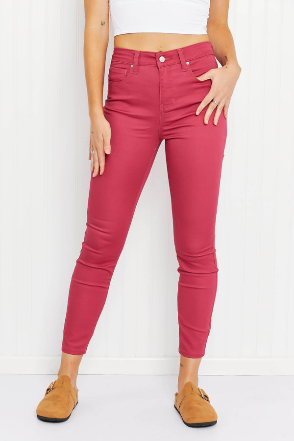 Zenana Walk the Line Full Size High Rise Skinny Jeans in Rose - SHIRLYN.CO