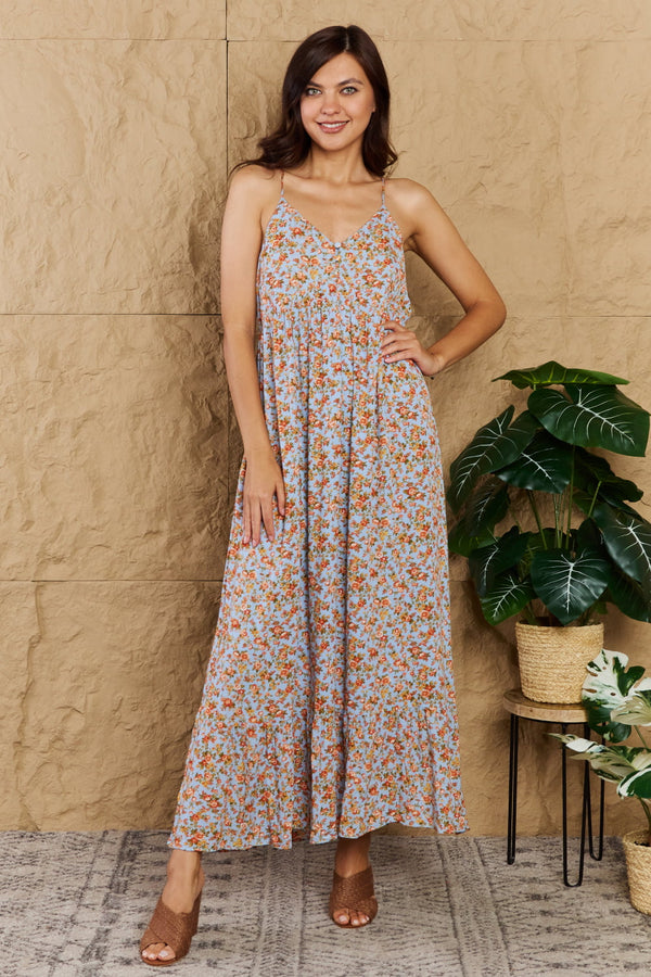 HEYSON Take Your Chances Full Size Floral Halter Neck Maxi Dress - SHIRLYN.CO