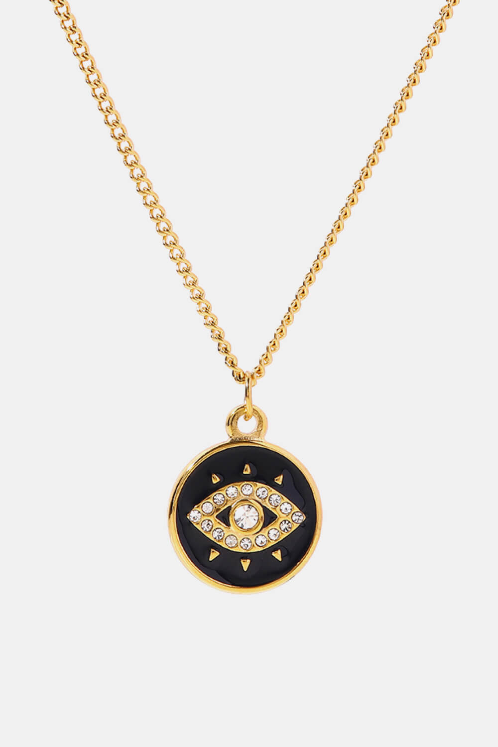 Cubic Zirconia Evil Eye Pendant Chunky Chain Necklace - SHIRLYN.CO