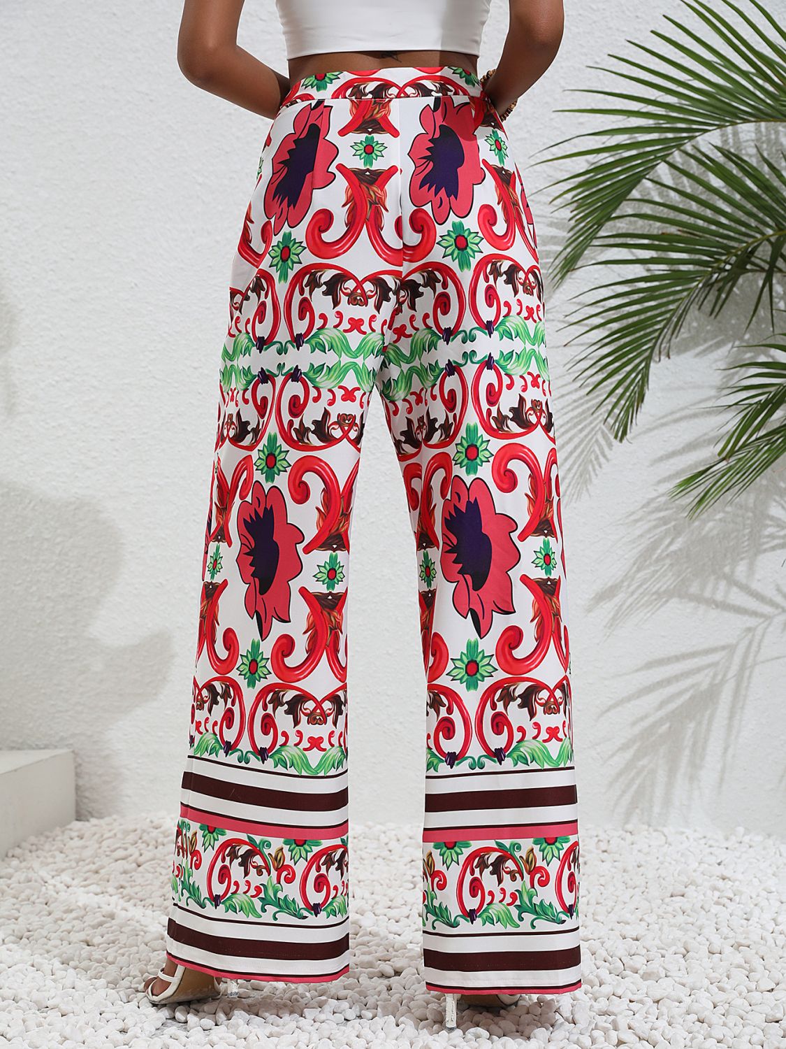 Printed High-Rise Wide Leg Pants - SHIRLYN.CO