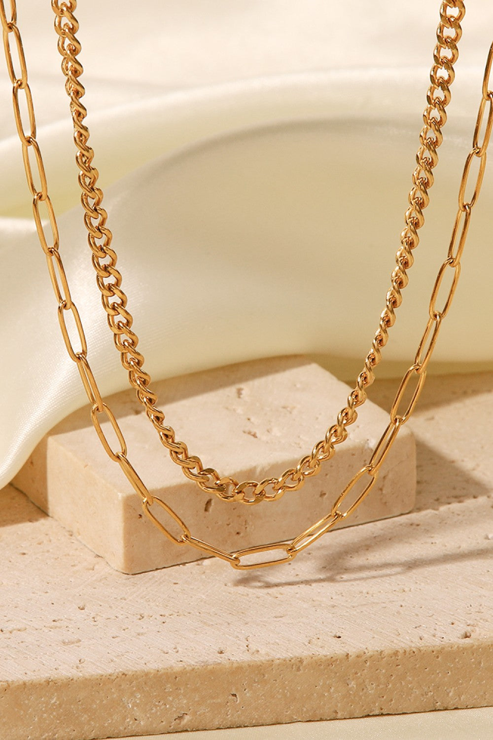 18K Gold Plated Layered Chain Necklace - SHIRLYN.CO