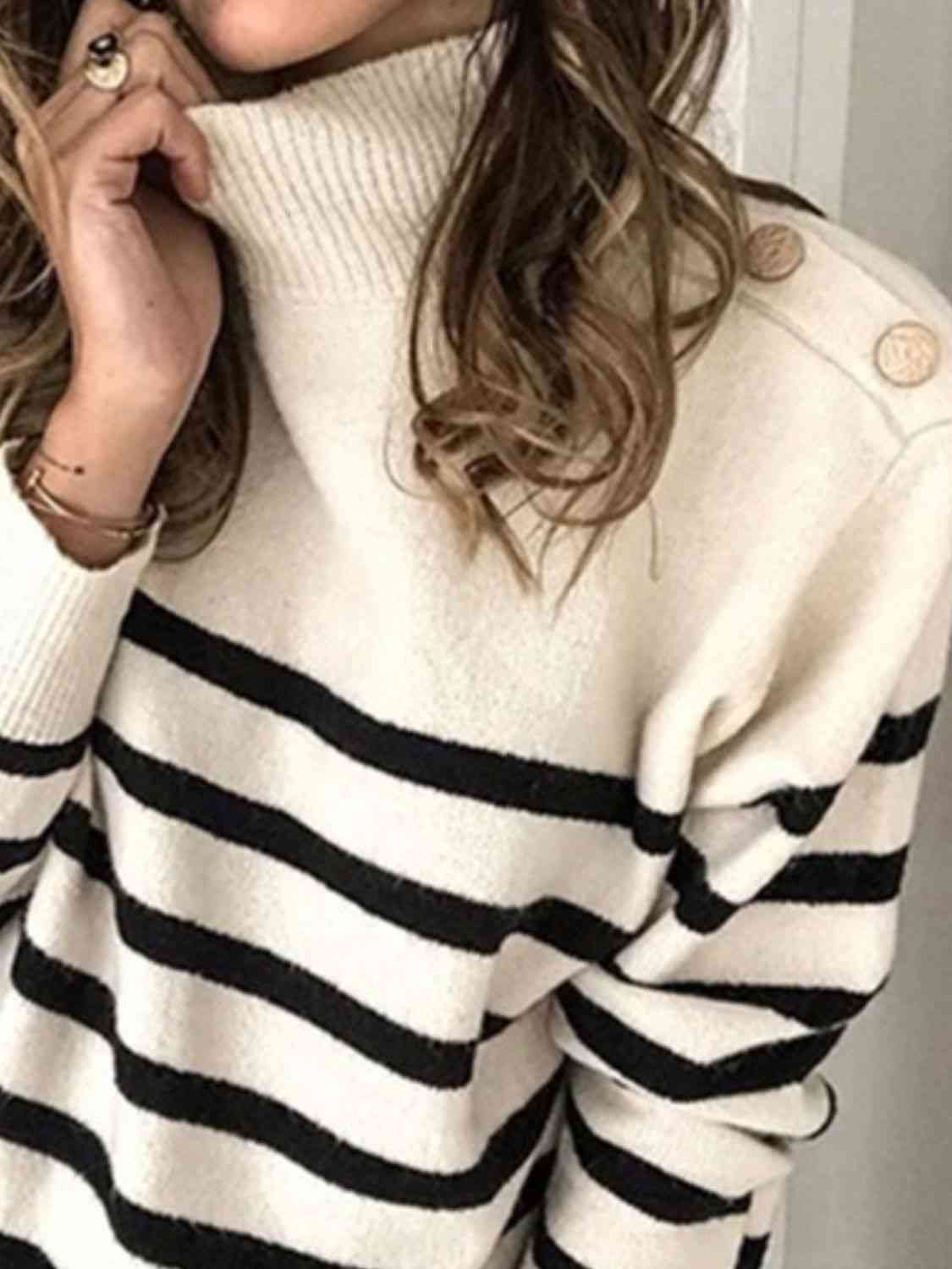 Striped Shoulder Detail Sweater