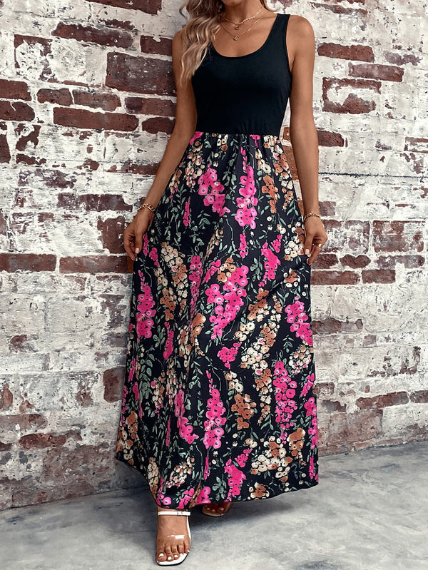 Floral Scoop Neck Sleeveless Maxi Dress - SHIRLYN.CO