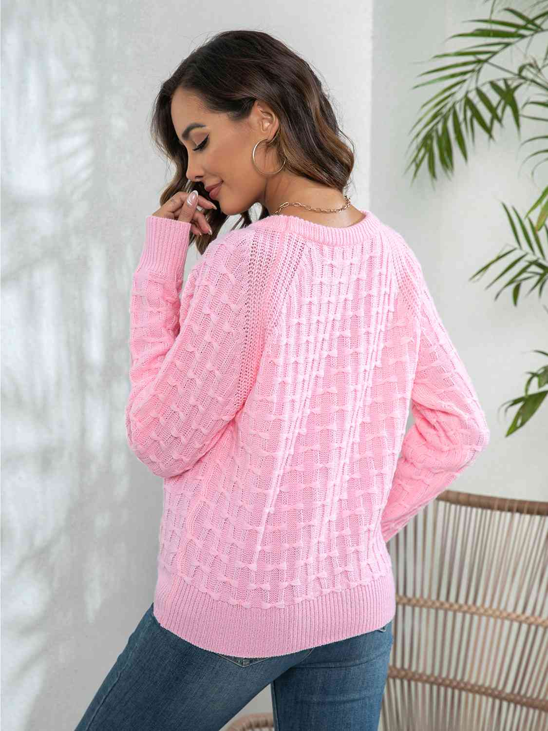 Decorative Button Long Sleeve Sweater