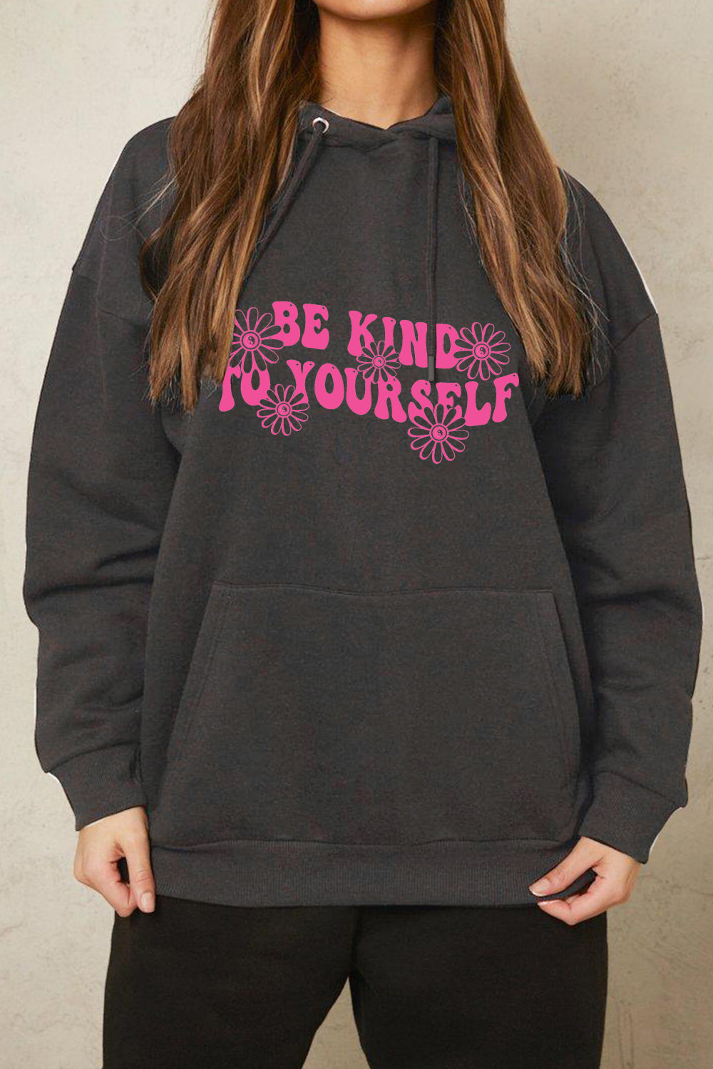 Simply Love Full Size BE KIND TO YOURSELF Graphic Hoodie - SHIRLYN.CO