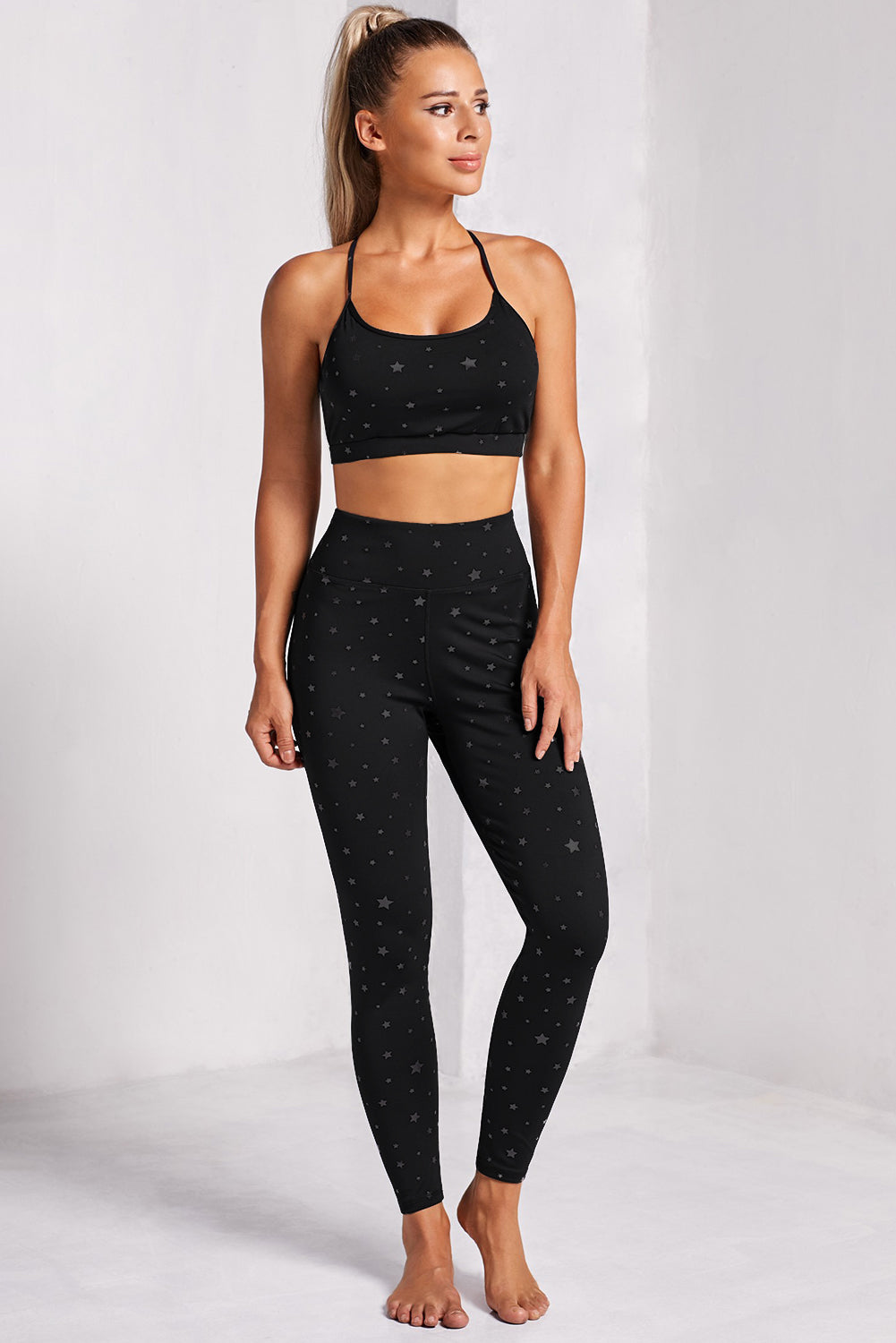 Star Print Sports Bra and Leggings Set - SHIRLYN.CO