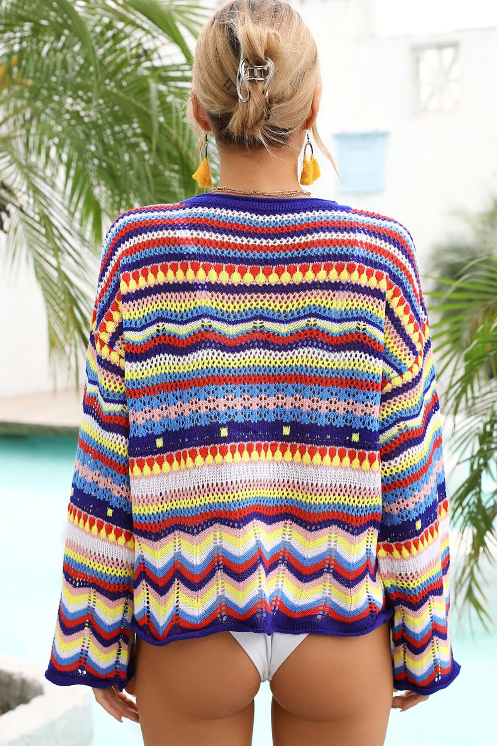 Multicolored Stripe Round Neck Cover-Up - SHIRLYN.CO