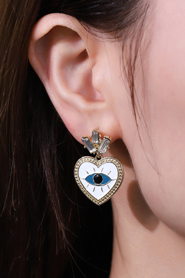 Evil Eye Heart-Shaped Drop Earrings - SHIRLYN.CO