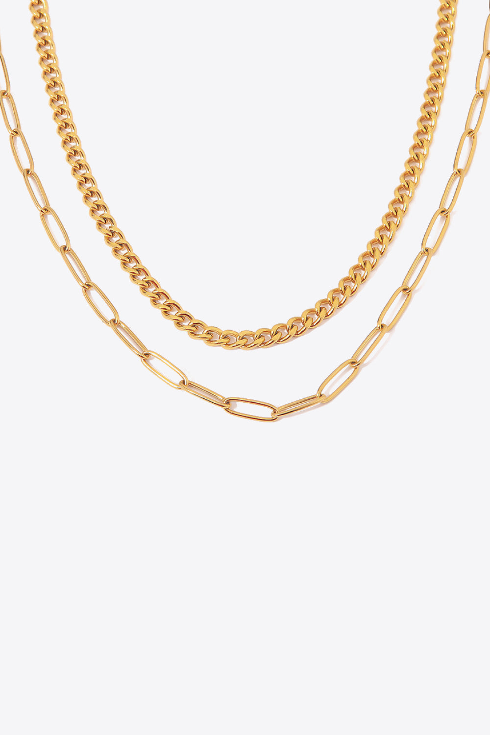 18K Gold Plated Layered Chain Necklace - SHIRLYN.CO