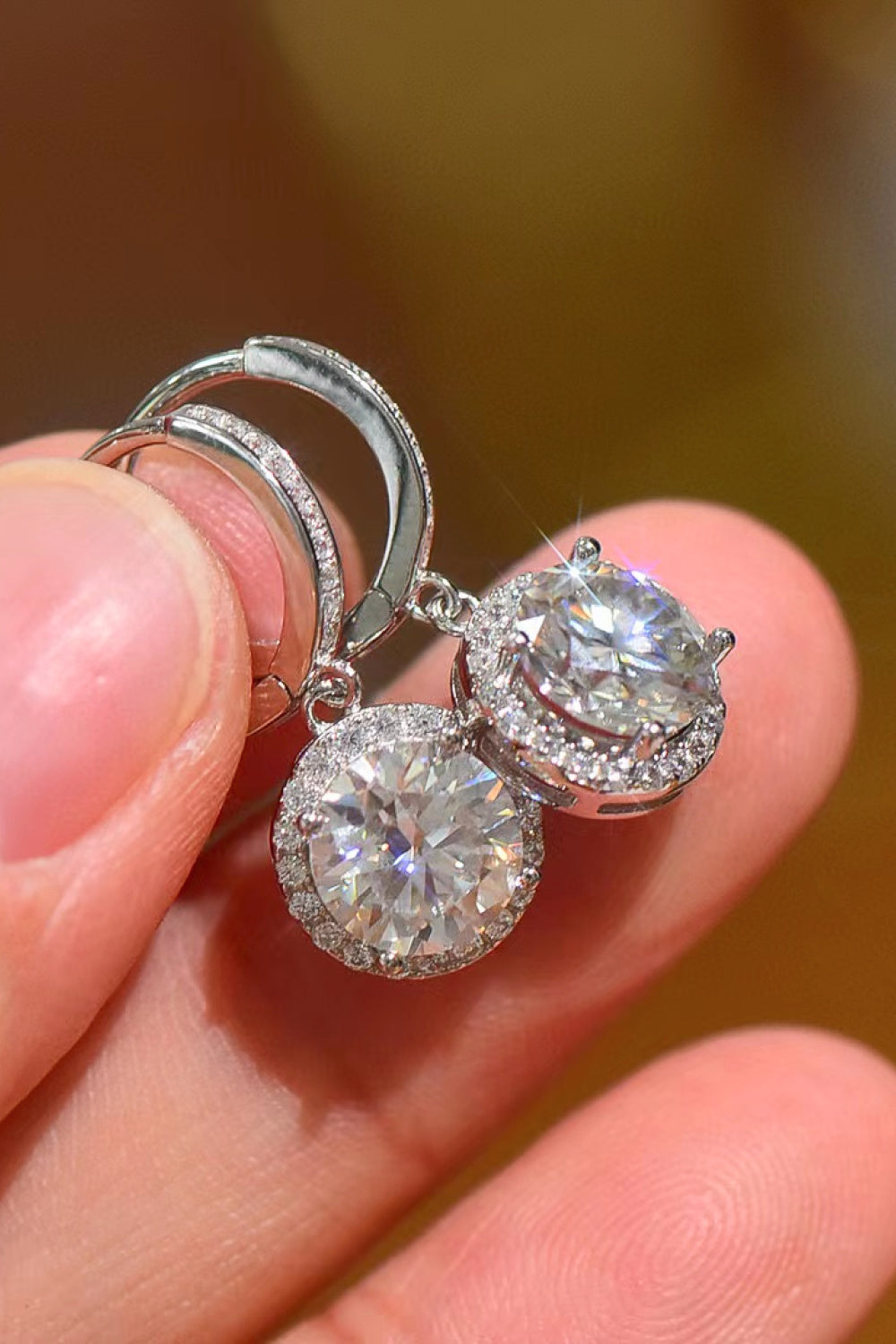 2 Carat Moissanite Round Drop Earrings - SHIRLYN.CO