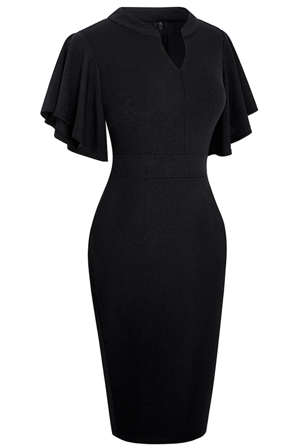 Editor's Choice: Shirlyn's Graceful Flutter Notch Sleeve Pencil Dress