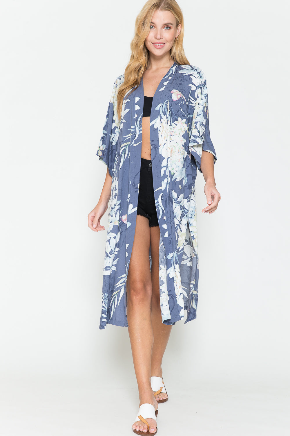 Justin Taylor Botanical Print Split Cover Up - SHIRLYN.CO