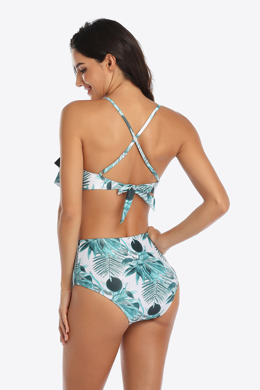 Tropical Print Ruffled Two-Piece Swimsuit - SHIRLYN.CO