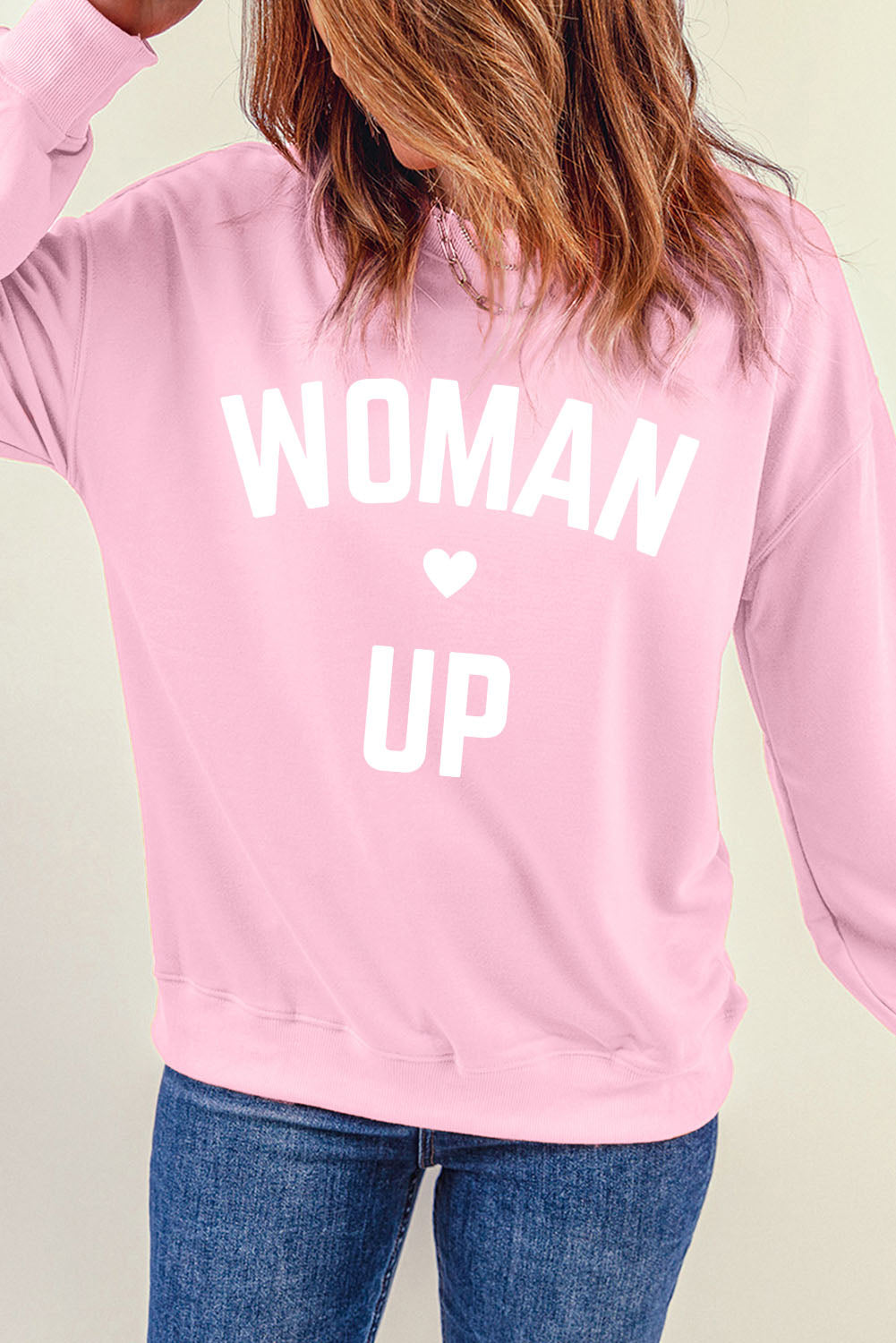 WOMAN UP Graphic Drop Shoulder Sweatshirt - SHIRLYN.CO