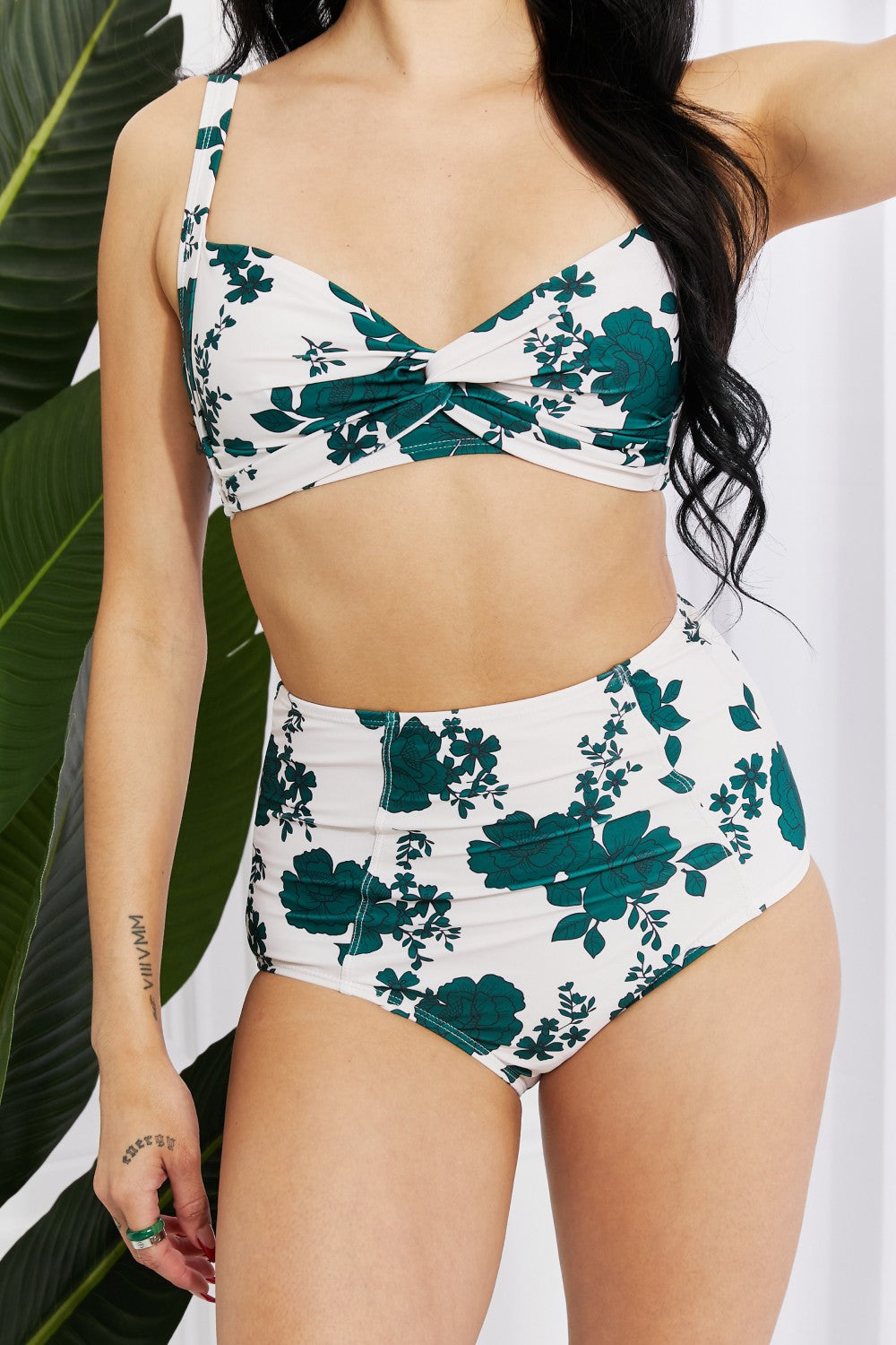 Marina West Swim Take A Dip Twist High-Rise Bikini in Forest - SHIRLYN.CO