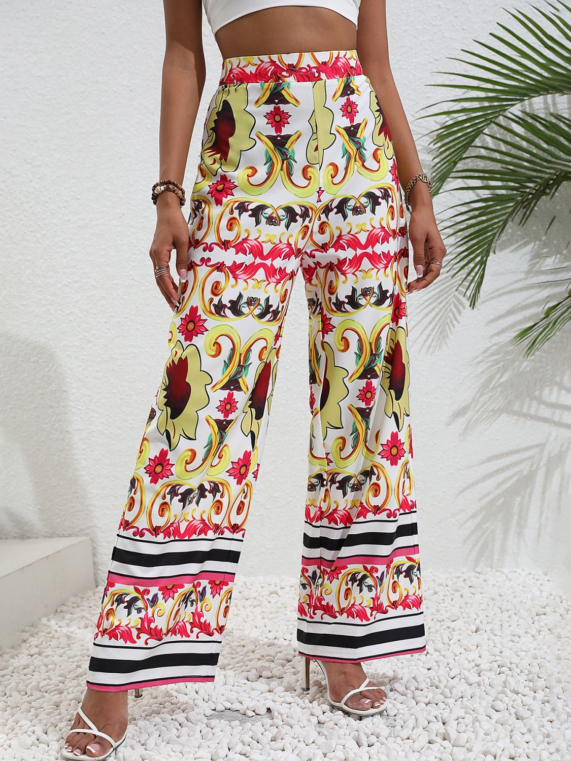 Printed High-Rise Wide Leg Pants - SHIRLYN.CO