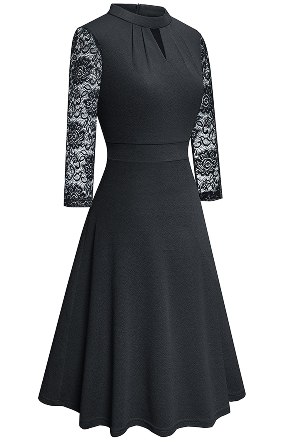 Editor's Choice: Shirlyn's Elegance Enhanced: Cutout Three-Quarter Sleeve Dress with Round Neck