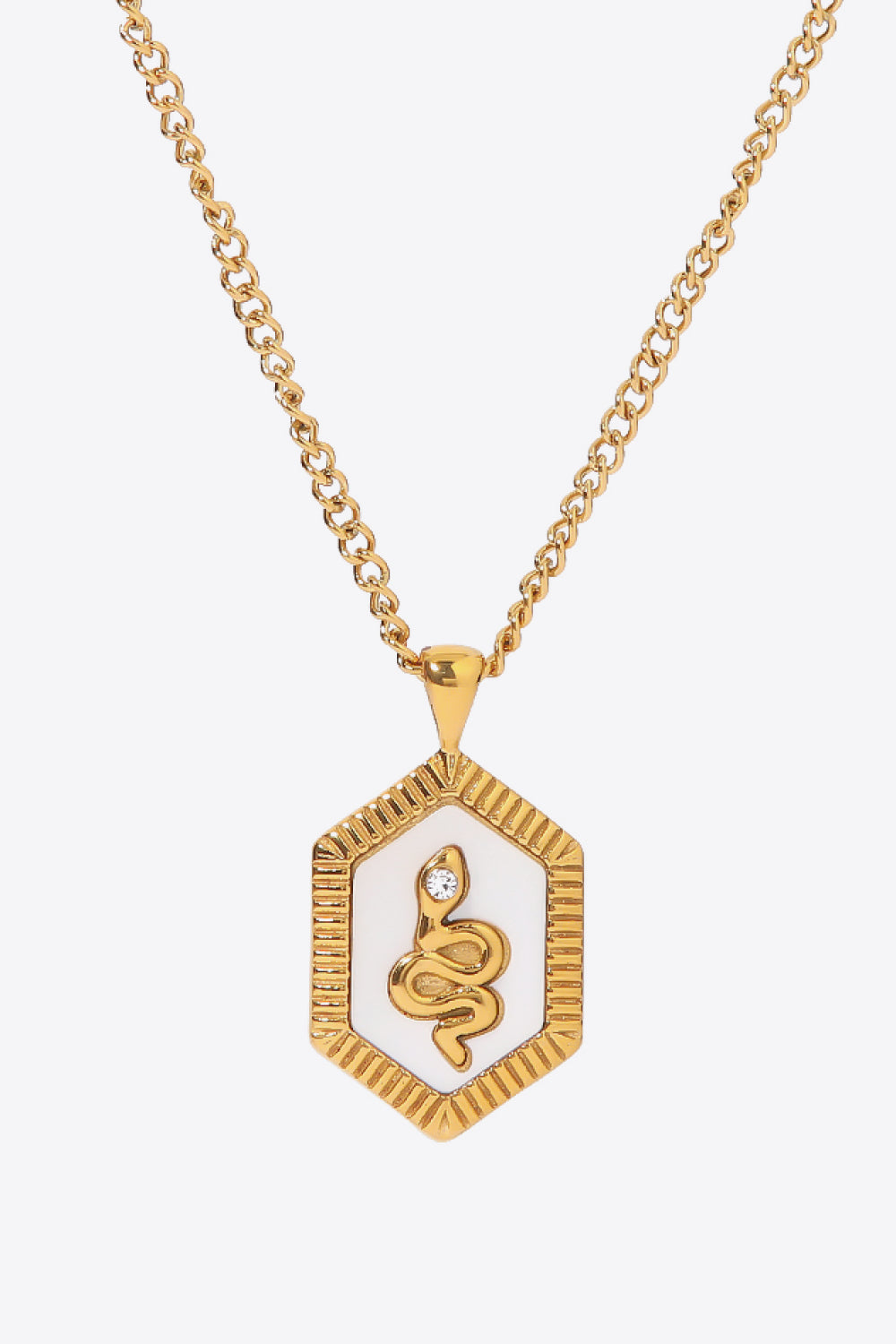 18K Gold Plated Snake Geometric Pendant Necklace - SHIRLYN.CO