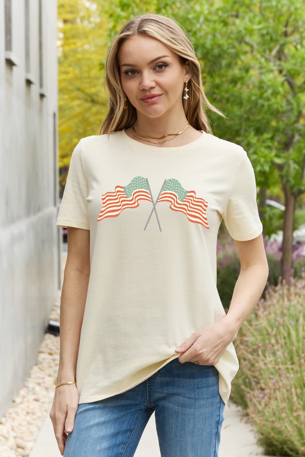 Simply Love US Flag Graphic Cotton Tee - SHIRLYN.CO