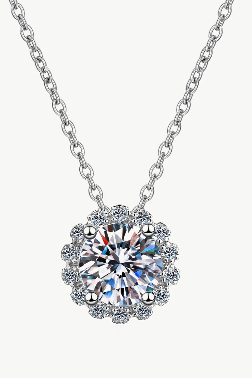 Flower-Shaped Moissanite Pendant Necklace - SHIRLYN.CO