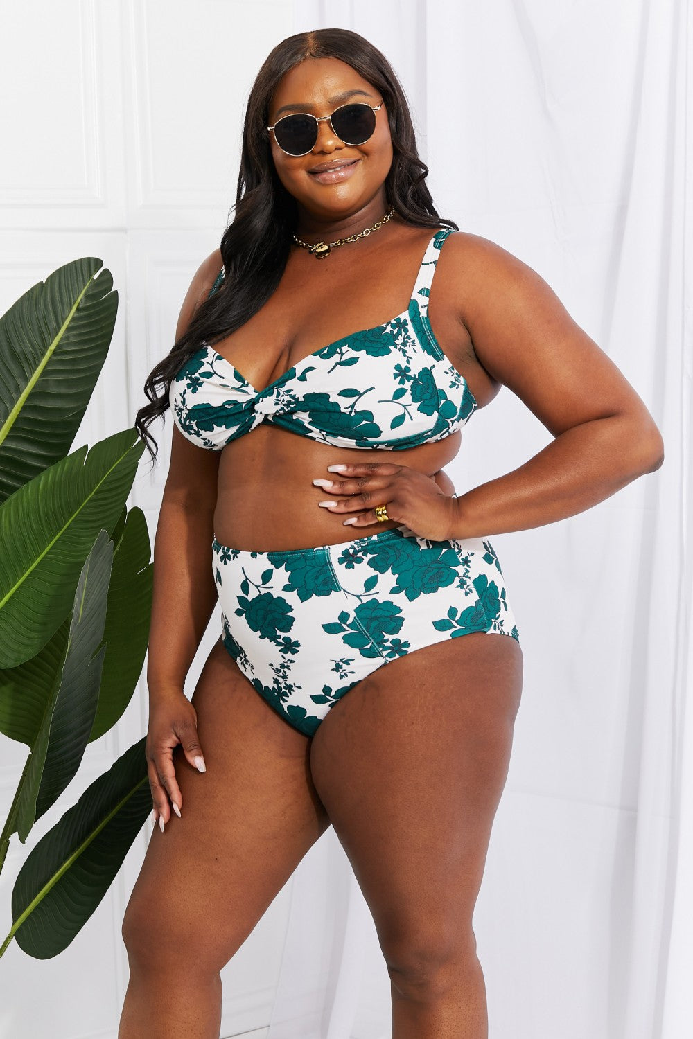 Marina West Swim Take A Dip Twist High-Rise Bikini in Forest - SHIRLYN.CO