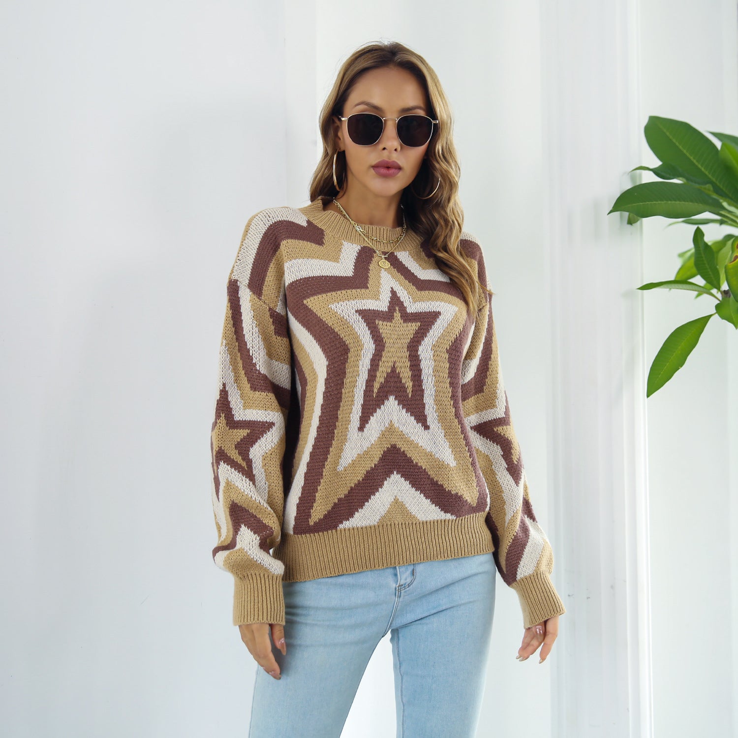 Star Dropped Shoulder Sweater - SHIRLYN.CO