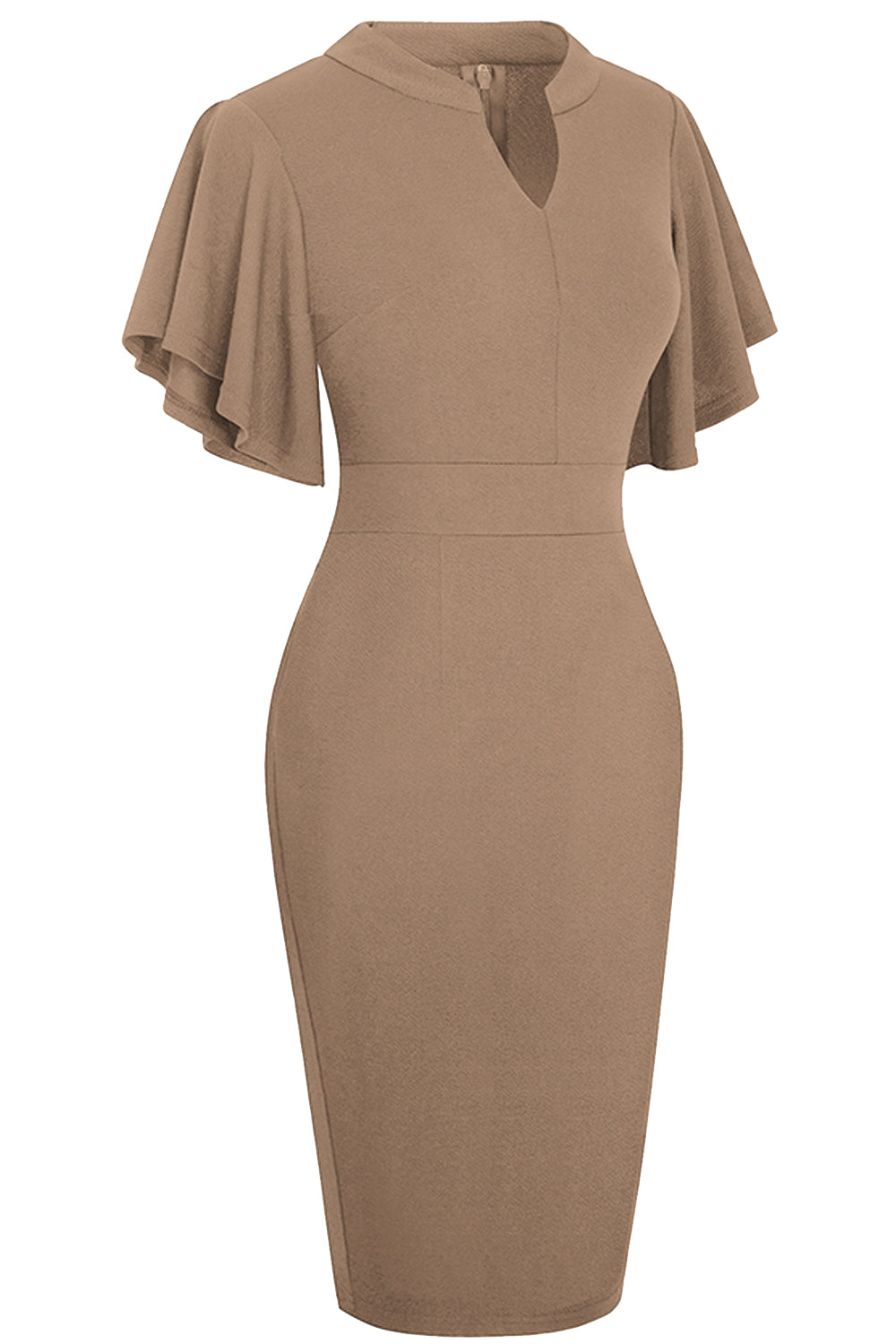 Editor's Choice: Shirlyn's Graceful Flutter Notch Sleeve Pencil Dress