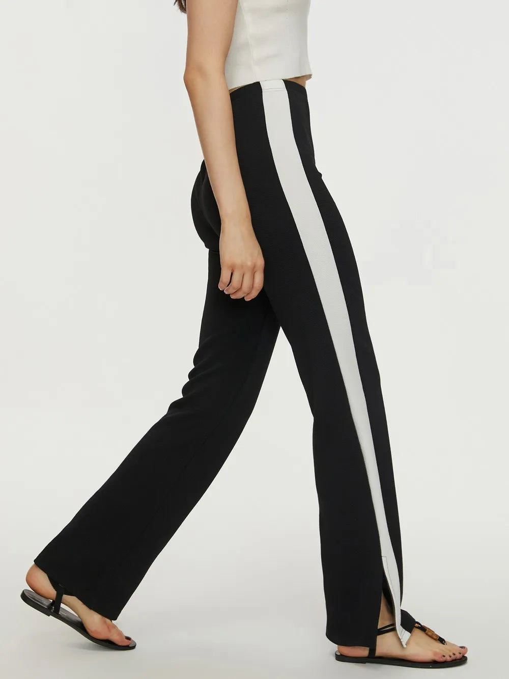 Contrast Slit Long Pants - SHIRLYN.CO