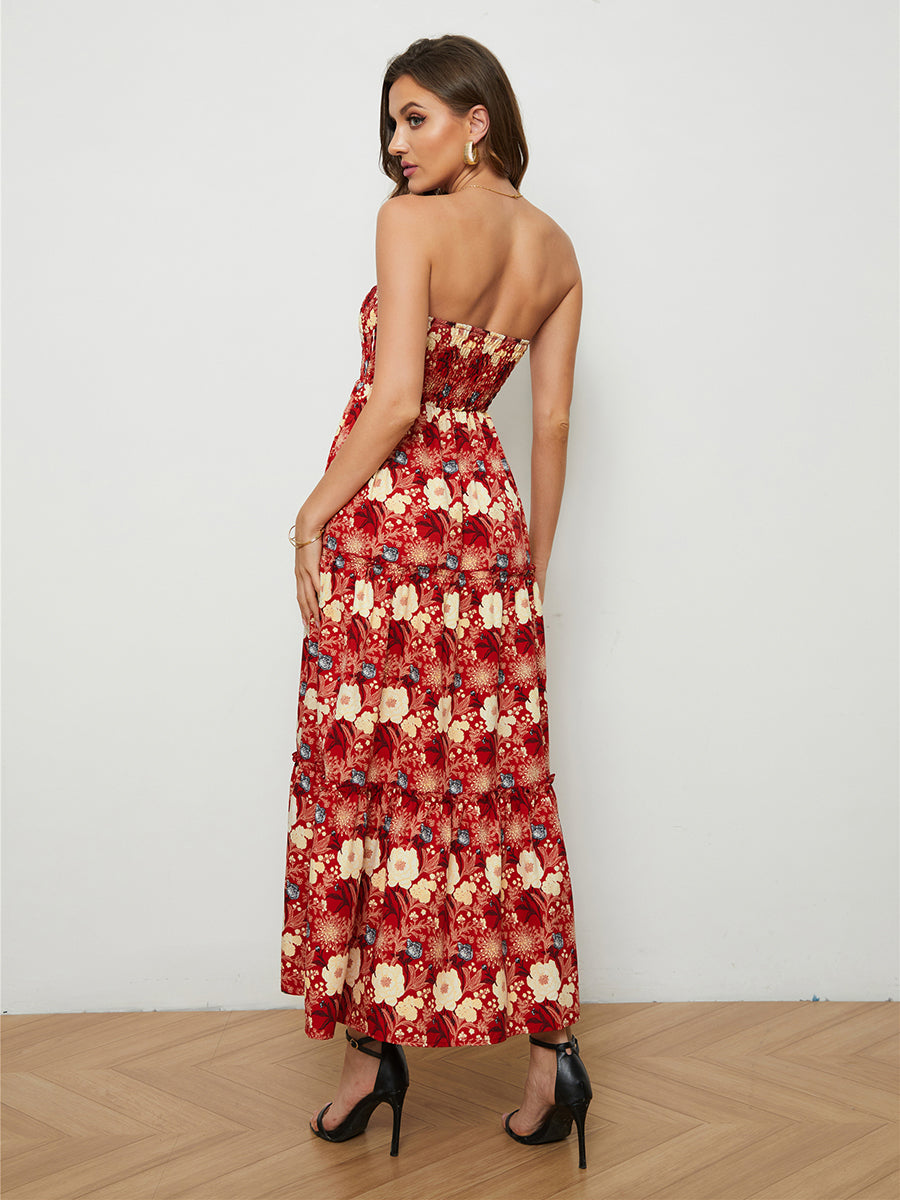 Floral Strapless Low-Back Dress - SHIRLYN.CO