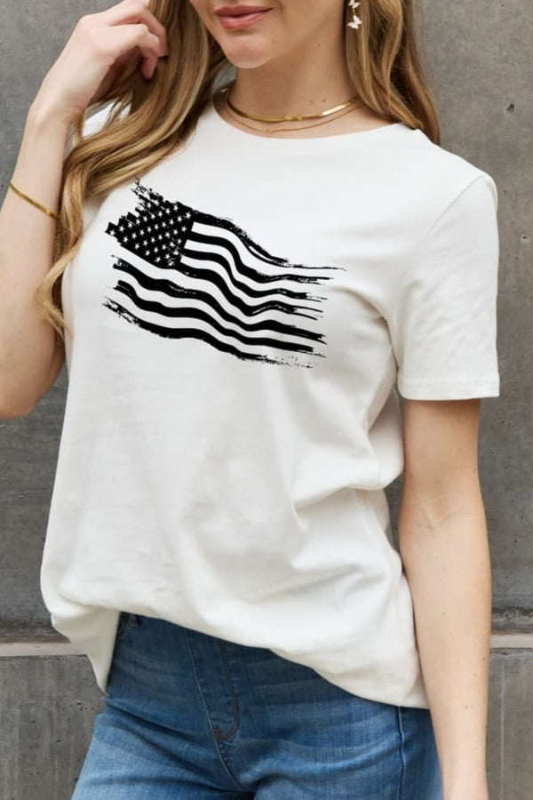 Simply Love US Flag Graphic Cotton Tee - SHIRLYN.CO