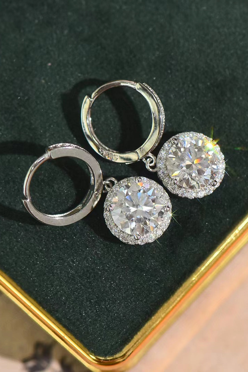 2 Carat Moissanite Round Drop Earrings - SHIRLYN.CO