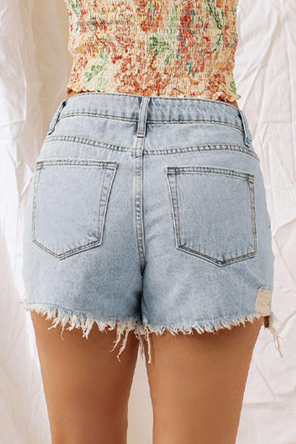 Distressed Denim Shorts - SHIRLYN.CO