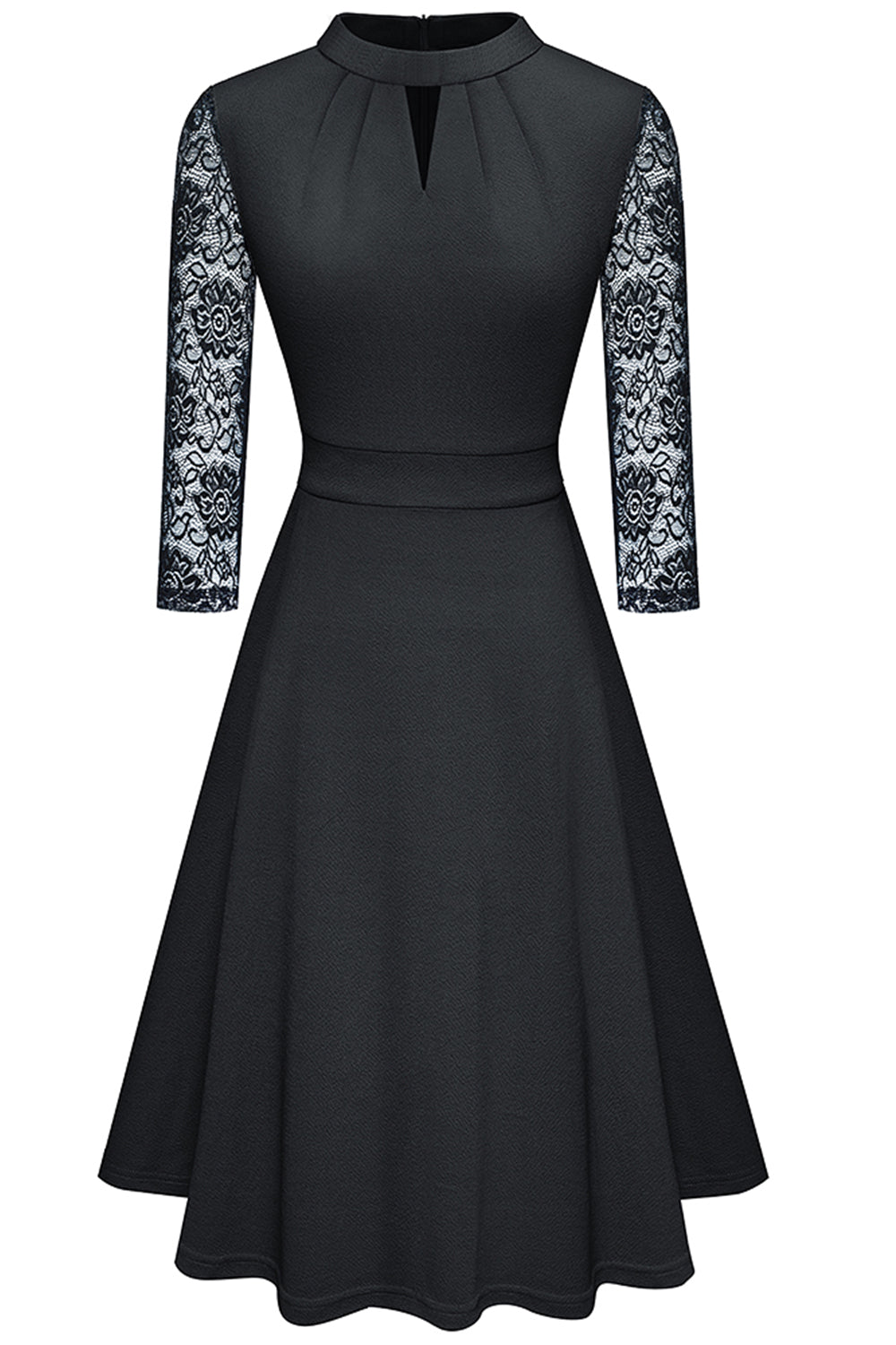 Editor's Choice: Shirlyn's Elegance Enhanced: Cutout Three-Quarter Sleeve Dress with Round Neck